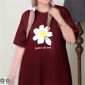 لباس مجلسی سایز بزرگ تیشرت لانگ  زرشکی بیگ سایز 44 تا 60  تنخور عالی