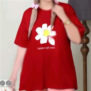 لباس مجلسی سایز بزرگ تیشرت لانگ  قرمز بیگ سایز 44 تا 60  تنخور عالی