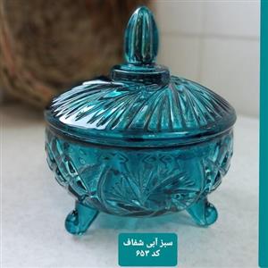 قندان شیشه ای با رنگ کد 653 سبز آبی رنگ آمیزی شده با رنگ بی.ان.اس B.N.S