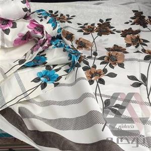 پرده فلامنت طرح درخت برفی و گل عرض 3 متر