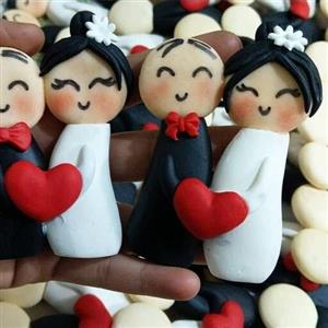تاپر فوندانتی زوج عاشق یا عروس و داماد با تخفیف ویژه 100درصدی  برای تزیین کیک و کاپ کیک