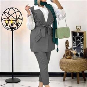 مانتو دوتیکه وست و شلوار جنس میکرو از  سایز 38 تا 46