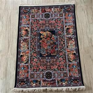 قالیچه یک در یک و نیم  باغ ارم سرمه ای 700 شانه