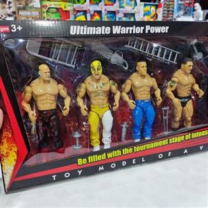 اسباب بازی رینگ کشتی کج همراه 4 آدمک و لوازم جدید