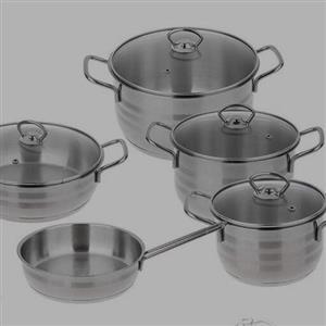 سرویس قابلمه استیل 11پارچه دستی لوکس کف چدن