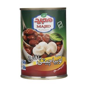 کنسرو خوراک لوبیا چیتی با قارچ مجید مقدار 400 گرم Majid Baked Bean With Mushroom 400gr 