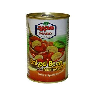 کنسرو خوراک لوبیا چیتی با قارچ مجید مقدار 400 گرم Majid Baked Bean With Mushroom 400gr 