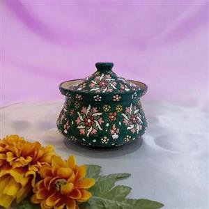 قندان میناکاری زمینه سبز 