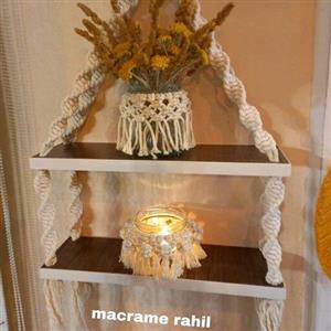 شلف دوطبقه ای مکرومه بسیارشیک وزیبا درسایزورنگبندی دلخواه