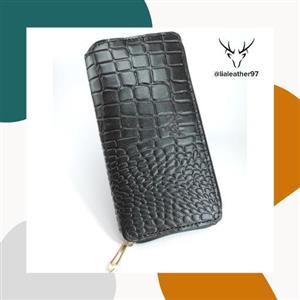 کیف پول دور زیپ چرم طبیعی
