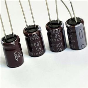 خازن 100میکرو 50ولت برند نیپون ژاپن در پک 5عدد