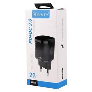 شارژ ر دیواری Verity AP 2125 فست شارژ PD به همراه کابل تایپ سی ضمانت آسان سرویس