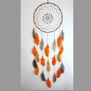 دریم کچر کابوسگیر گیرنده ی رویا آویز دیواری دکوری منزل و اتاق و محل صنایع دستی هنر دستی دست سازه سرخپوستی چشم نظر نارنجی