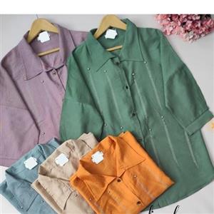 شومیز بابوس نگین دار  مدل پانیذ  فری سایز با قد75