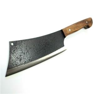 ساطور قصابی استاد صفری مخصوص شقه کردن و خرد کردن استخوان قلم گوسفند و گوساله فولاد فنر دارای رنگ کوره و ضدزنگ 32 سانت