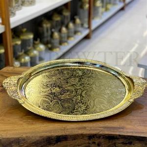 سینی بیضی طنابی طلایی