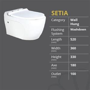 توالت فرنگی دیواری(والهنگ) پارس سرام مدل ستیا آکس 18 خروجی 10 واش دان 