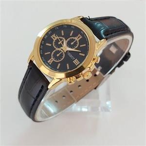 ساعت تیسوت زنانه بندمشکی قاب طلایی تک موتور