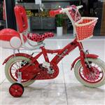 دوچرخه سایز 12 قرمز دخترانه لاستیک سفید طوقه آلومینیوم