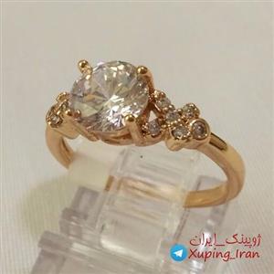 انگشتر ژوپینگ نگین دار طلایی طرح حلقه سایز 6