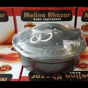 کیک پز برقی یا مینی فر ملینا خزرقطر دهانه 28 و عمق 9 سانتی متربدنه آلومینیوم با کف گرانیتی