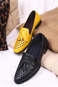 کفش چرم کالج زنانه منگوله دار