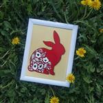 تابلو نقاشی ویترای خرگوش برای هفت سین و سال نو رنگ سال سایز متوسط