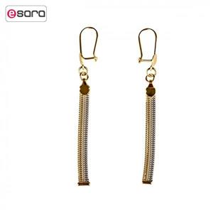 گوشواره طلا 18 عیار طرح حصیری دو رنگ Gold earings