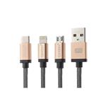 کابل تبدیل USB به microUSB و USB-C و لایتنینگ ارلدام مدل EC-iMC01 طول 1.2 متر