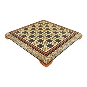 شطرنج صفحه تخت 8 ضلعی خاتم کاری(مدل گل و مرغ آبی برجسته )