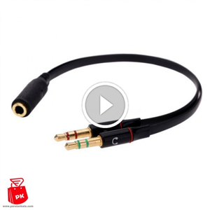 کابل تبدیل صدا 1 مادگی به 2 نری هدفون و میکروفن مدل PK-119