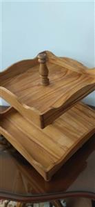 ظرف شیرینی خوری چوبی دو طبقه راش