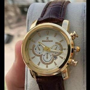 ساعت مچی رومانسون زنانه و مردانه بند چرم قهوه ای ارسال رایگان