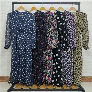 پیراهن چپ و راستی حریر ژورژت وارداتی استردار