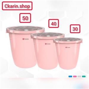 سطل 30 لیتری دربدار بانیسسفید وصورتی وطوسی