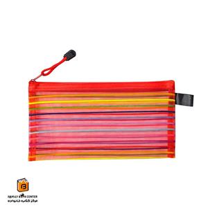 جا مدادی و کیف آرایش سایز بزرگ  توری زیپ دار  رنگ قرمز