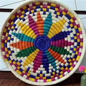 سینی حصیری رنگی طرحدار کد4