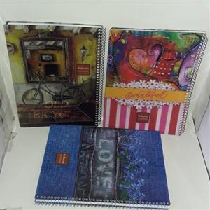 دفتر 80برگ خط دار سیمی جلد طلقی در طرح های کلاسیک