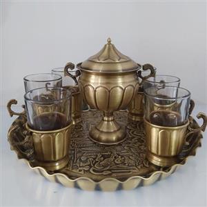 سرویس چایی خوری 6نفره برنجی نانو شده قابل استفاده