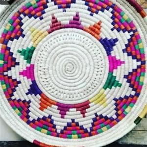 سینی حصیری رنگی طرحدار کد17