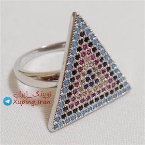 انگشتر YSX مثلثی طرح چشم نظر سفید سایز 7