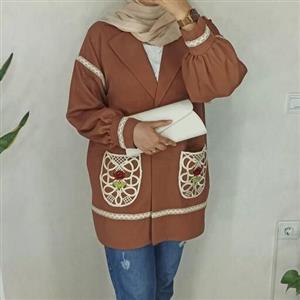مانتو کارامل -جنس نخی کاغذی-خنک و سبک-مخصوص بهار و تابستان-تک رنگ -فری سایزمناسب 36 تا 46