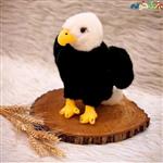 عروسک پولیشی عقاب چشم تیله ای طبیعی بسیار با کیفیت وارداتی ارتفاع 22 سانت