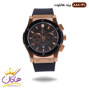 ساعت هابلوت کرنوگراف بند مشکی صفحه مشکی | کد Hublot 888/30