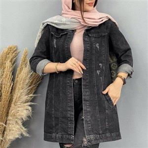 کت جین زنانه دخترانه آبی ذغالی یخی