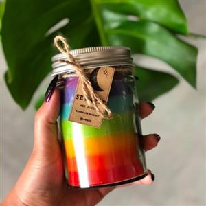 شمع جار شیشه ای بانکه ای رنگارنگ با رنگ های دلخواه و معطر