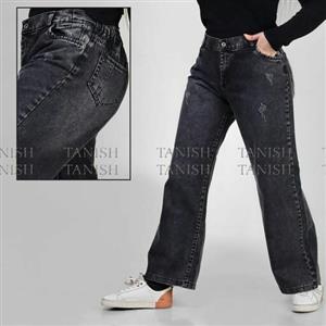 شلوار نیم بگ زغالی جنس پارچه لی ترک