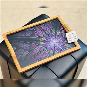 سینی چوبی کف شیشه ای طرح دار زینو 10