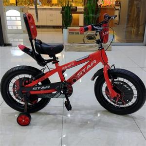 دوچرخه سایز 16  بچه گانه قرمز لاستیک پهن اسپرت مارک استار