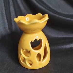 اسانس سوز  لعاب خورده طرح لاله ارتفاع 9سانتیمتر  رنگ زرد